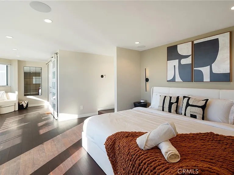 The Laguna Beach bedroom after Lumina, professionally restaged